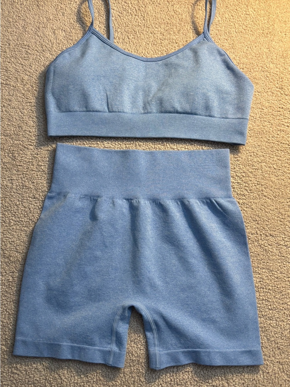 Amazon Essentials Light Blue Athletic High-Waist Shorts